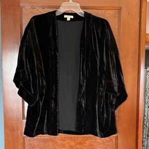 LOFT Black Velvet Open-Front Kimono Jacket
